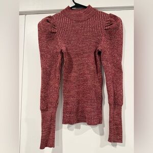 Who what wear pink sweater with rubbed puffed sleeves